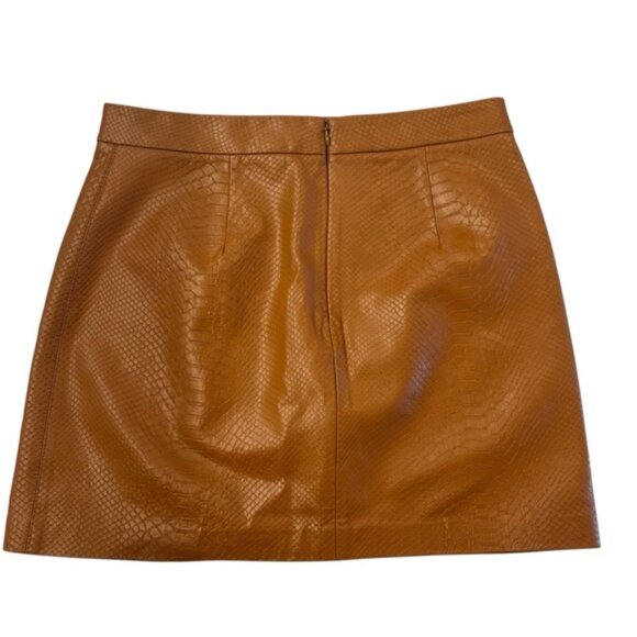 NWT ARITZIA Wilfred Patio Mini Skirt Vegan Python Leather Rich Chestnut Brown 10 - Picture 9 of 9